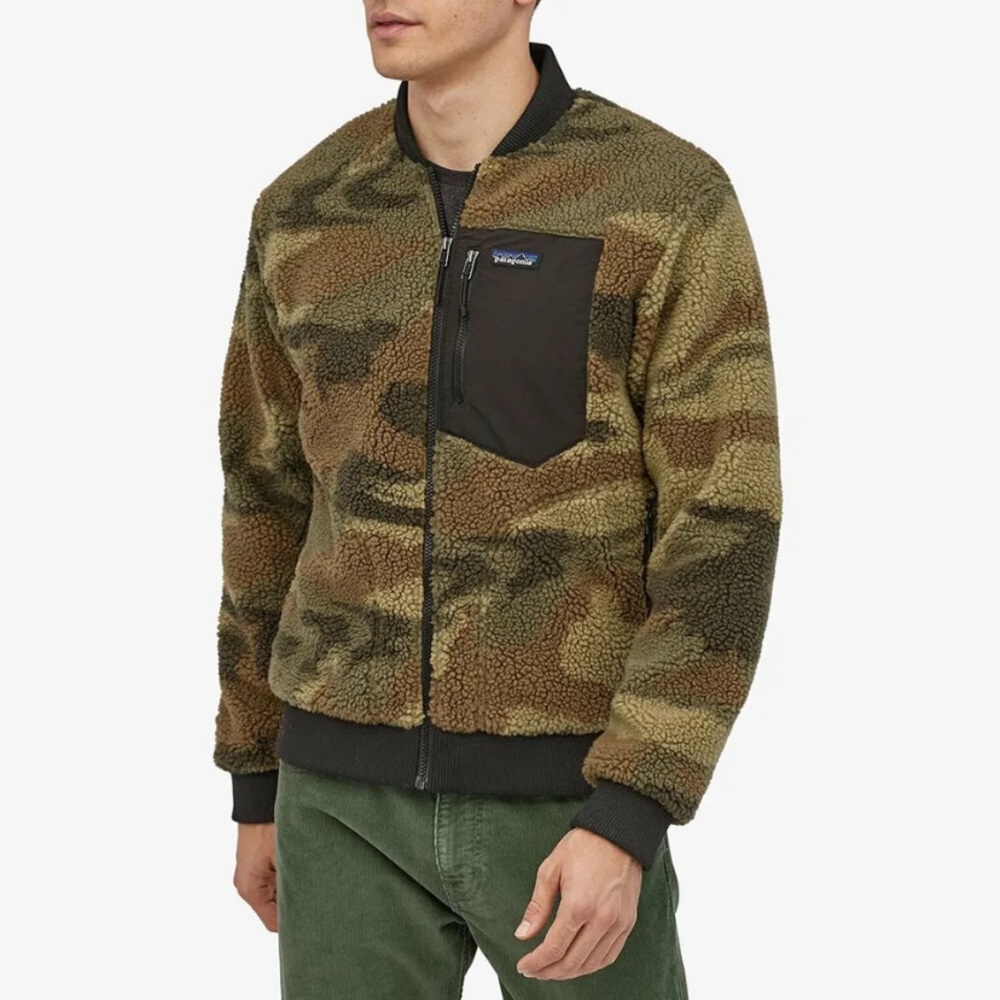 NWOT PATAGONIA Classic Retro X Fleece Jacket Camouflage Camo Deep Pile Sherpa S